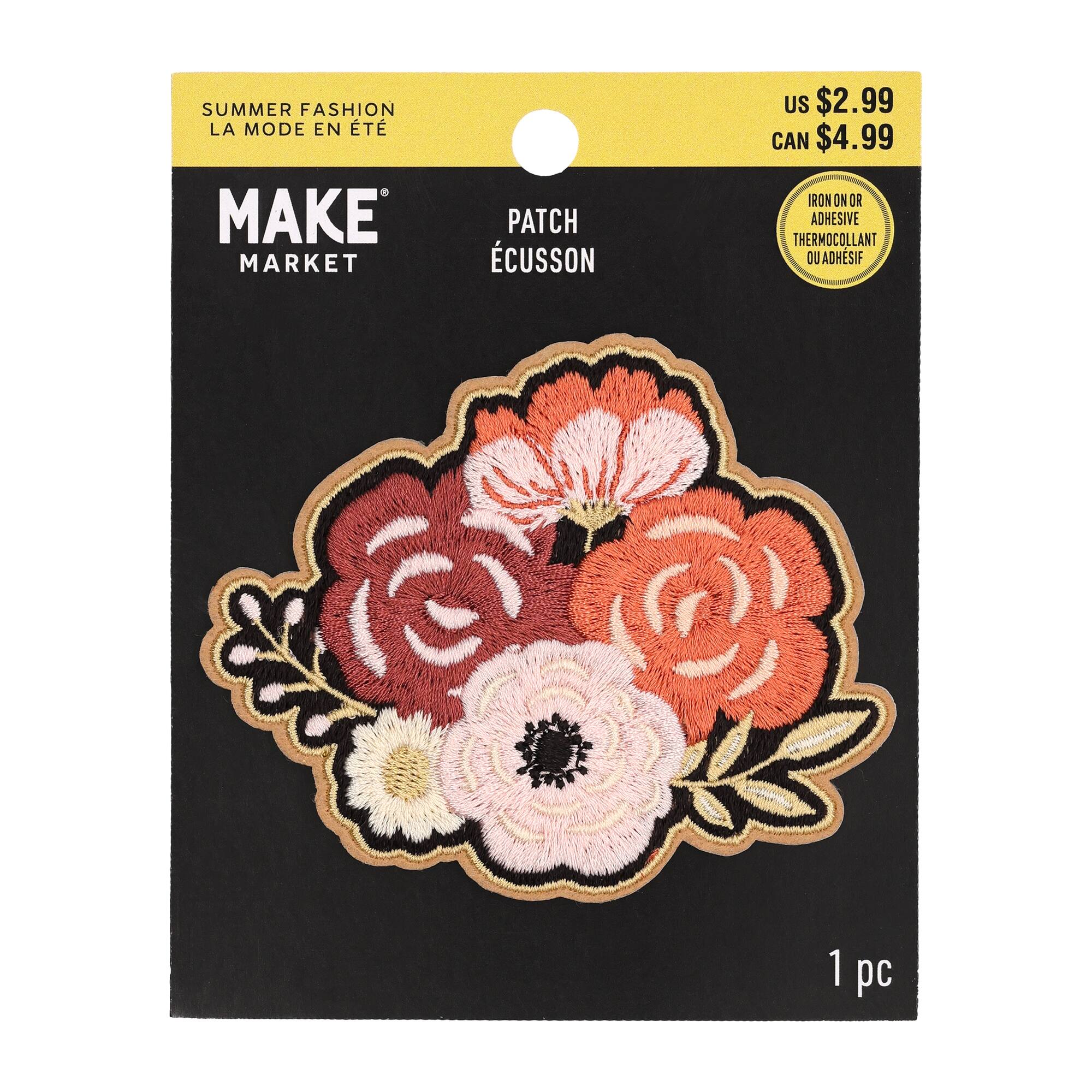 Summer Fashion Flower Bouquet Iron-On & Adhesive Embroidered Patch by Make Market®